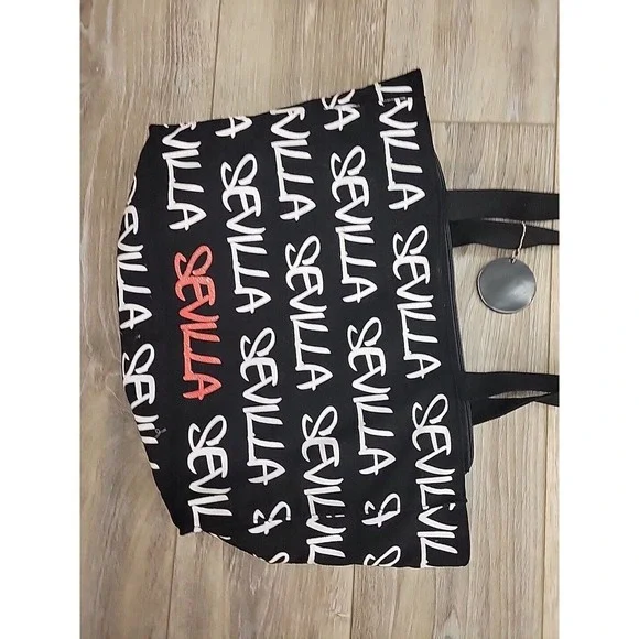 Robin Ruth Sevilla Tote Bag Zipper Closure Black Red Med - Picture 6 of 14